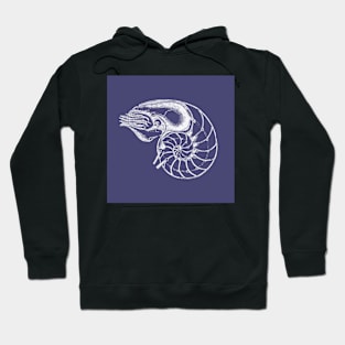 Blue print of a crustacean fossil Hoodie